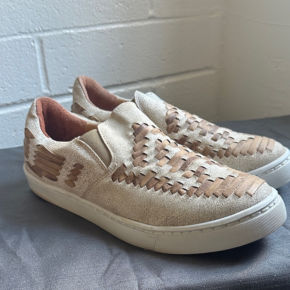 Men's Woven Beige Slip-On Loafers